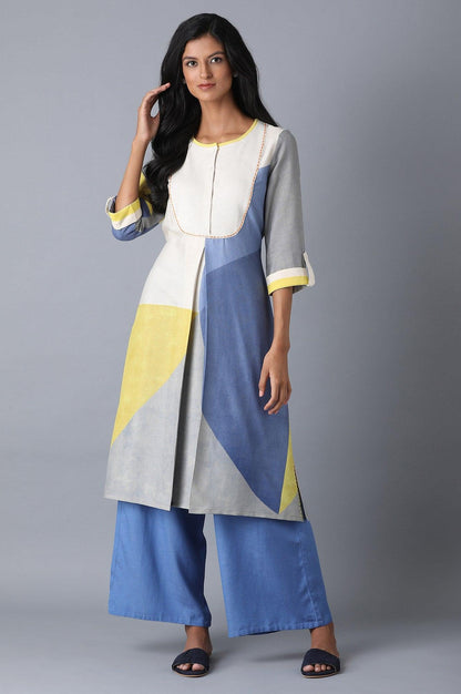 Ecru Abstract Print kurta - wforwoman