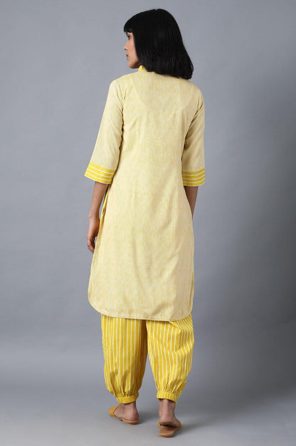 Yellow Shirt Collar Livaeco kurta - wforwoman