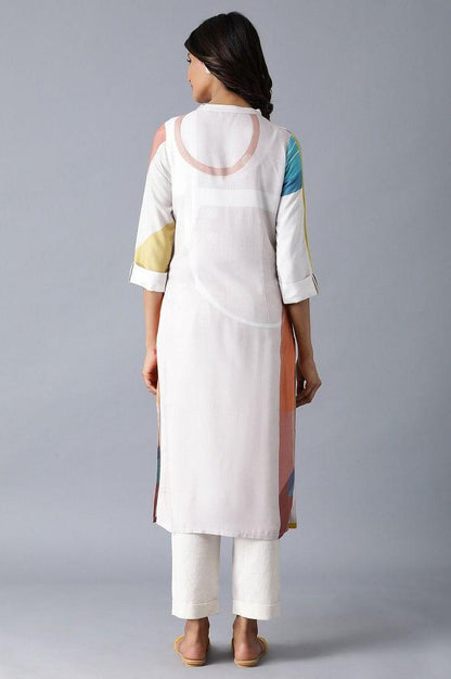 Beige Abstract Pattern Flared Dress - wforwoman