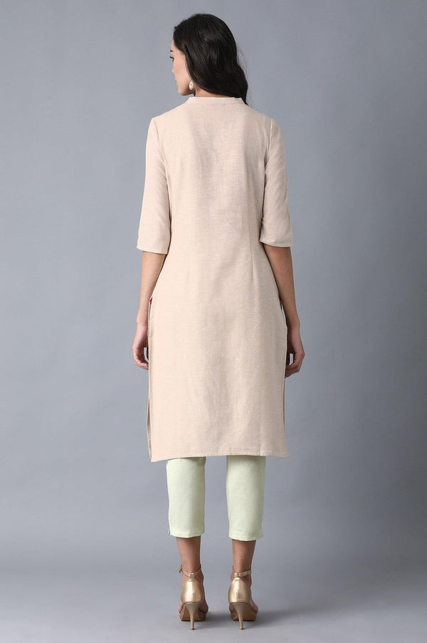 Beige Mandarin Neck Classic kurta