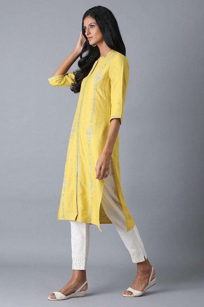 Yellow Straight kurta - wforwoman