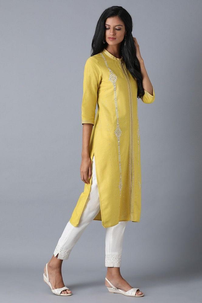 Yellow Straight kurta - wforwoman