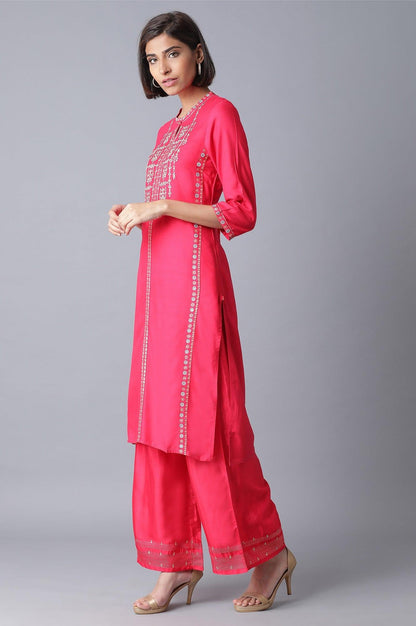 Signature Fuchsia Pink Straight kurta - wforwoman