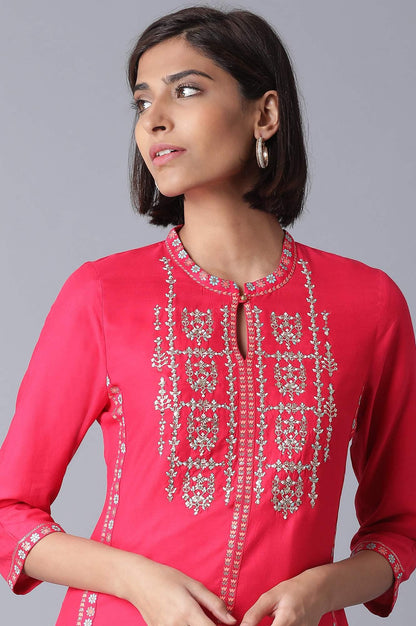 Signature Fuchsia Pink Straight kurta - wforwoman