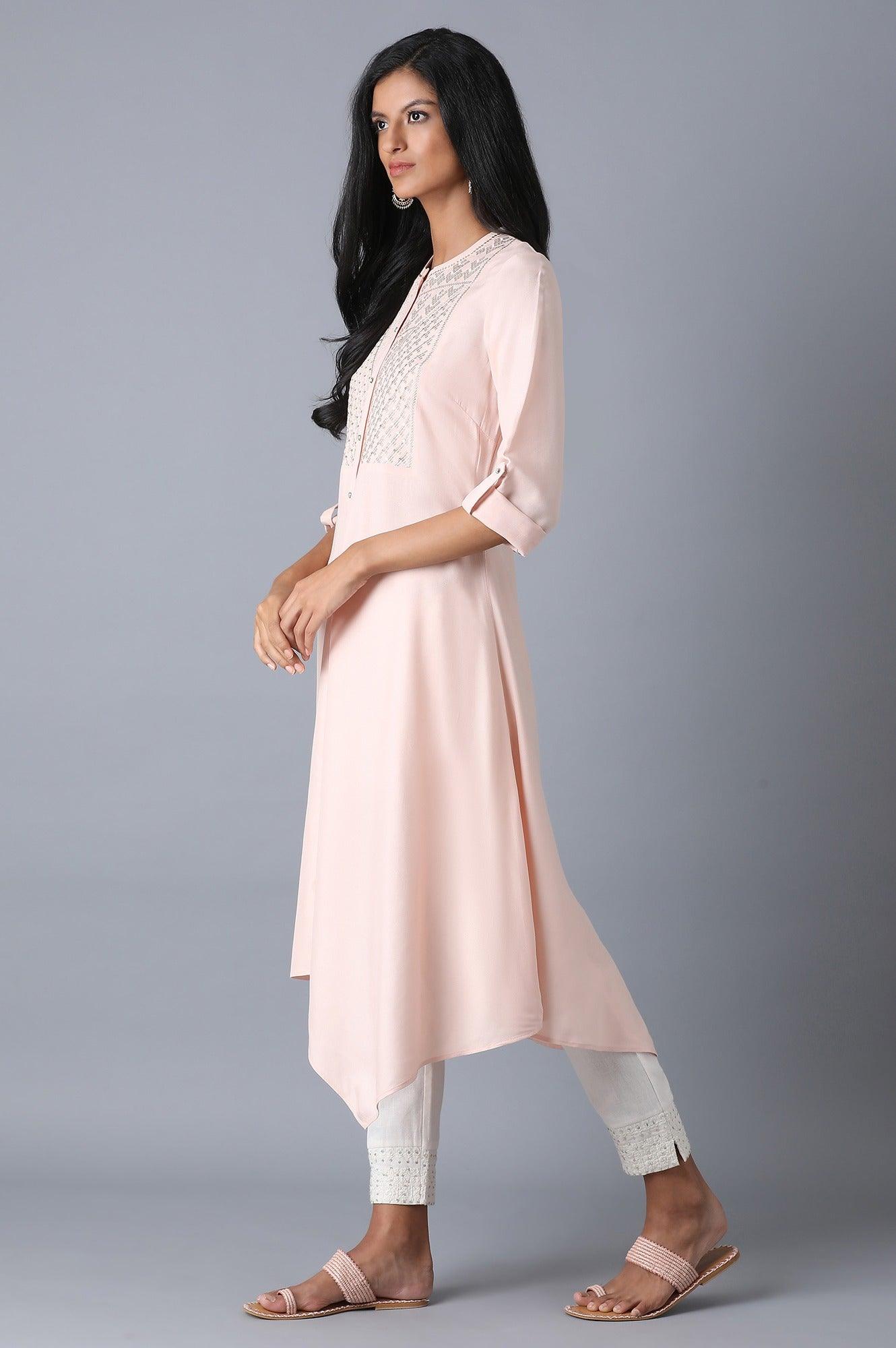 Peach Embroidery kurta - wforwoman