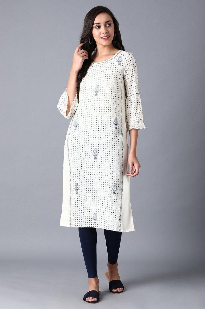 Off-white Straight kurta - wforwoman
