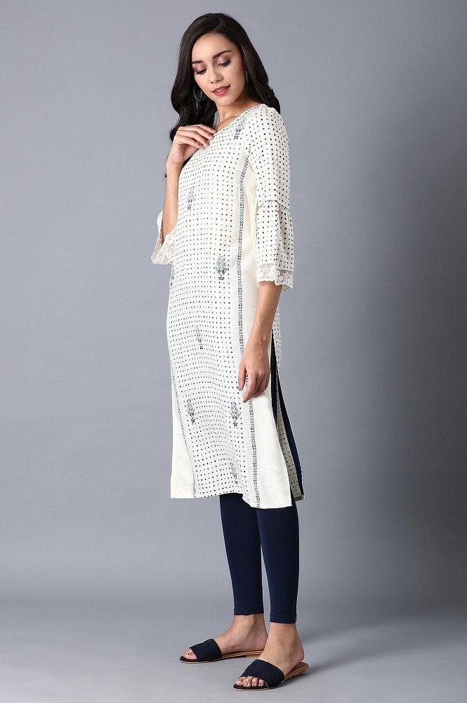 Off-white Straight kurta - wforwoman