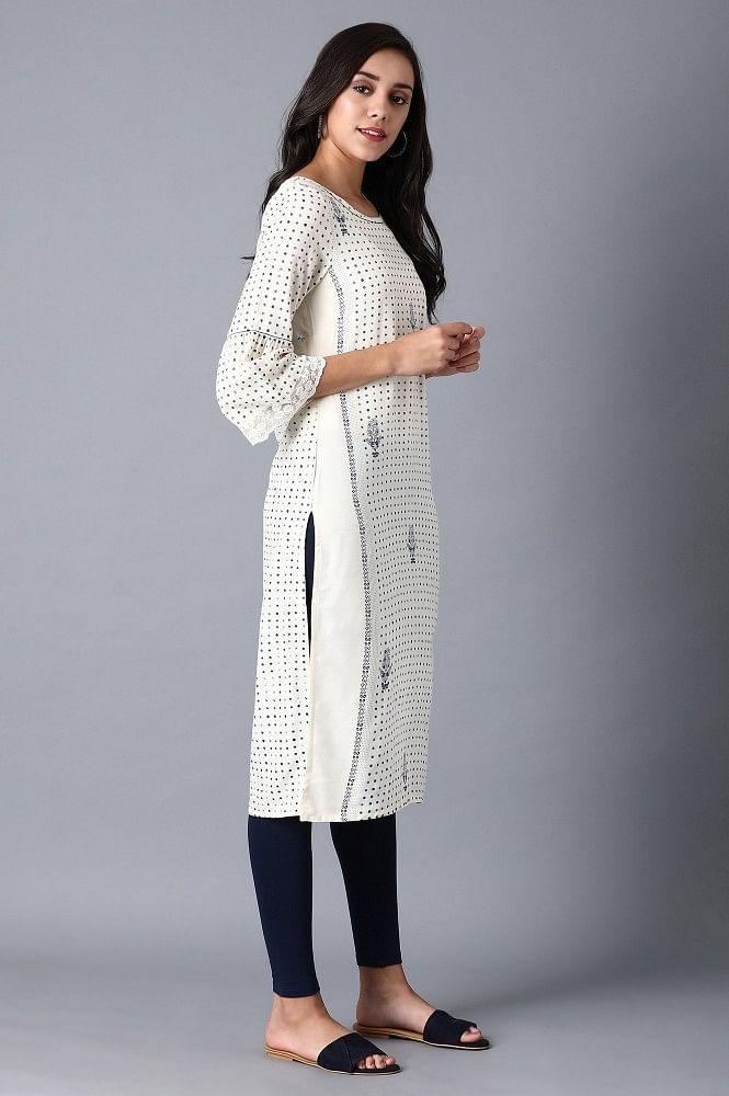 Off-white Straight kurta - wforwoman