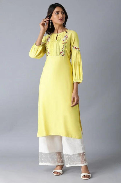Yellow Straight kurta - wforwoman