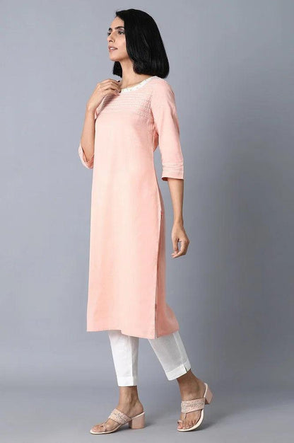 Blush Pink Khadi kurta - wforwoman