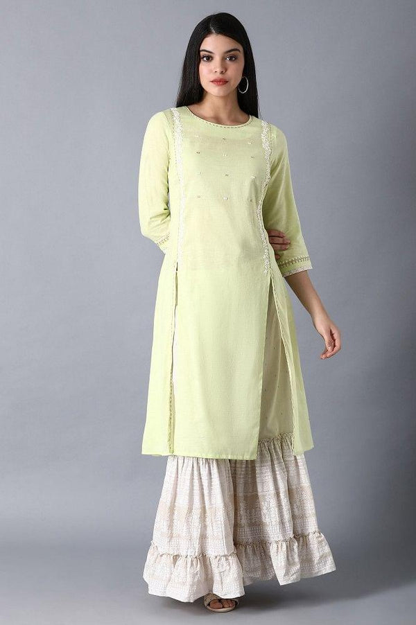 Lime Khadi kurta