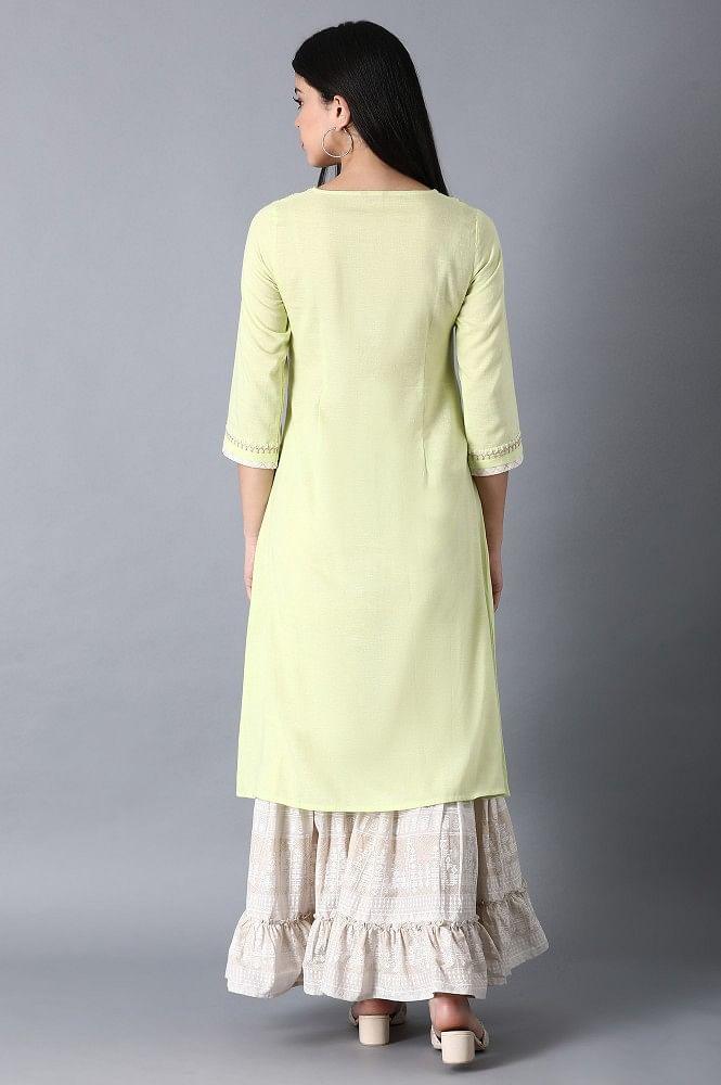 Lime Khadi kurta - wforwoman