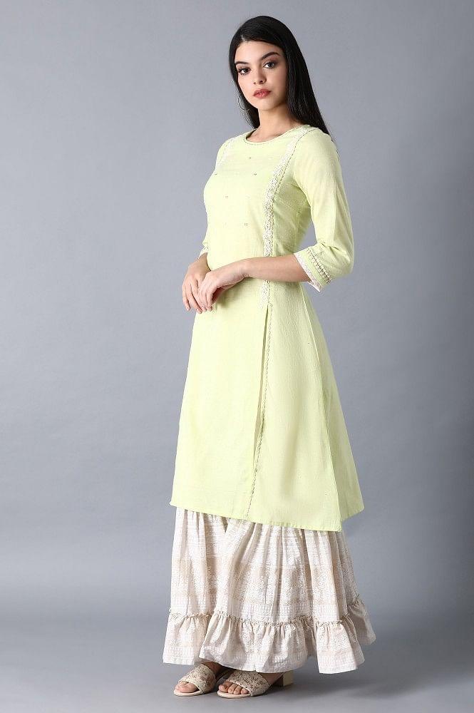 Lime Khadi kurta - wforwoman