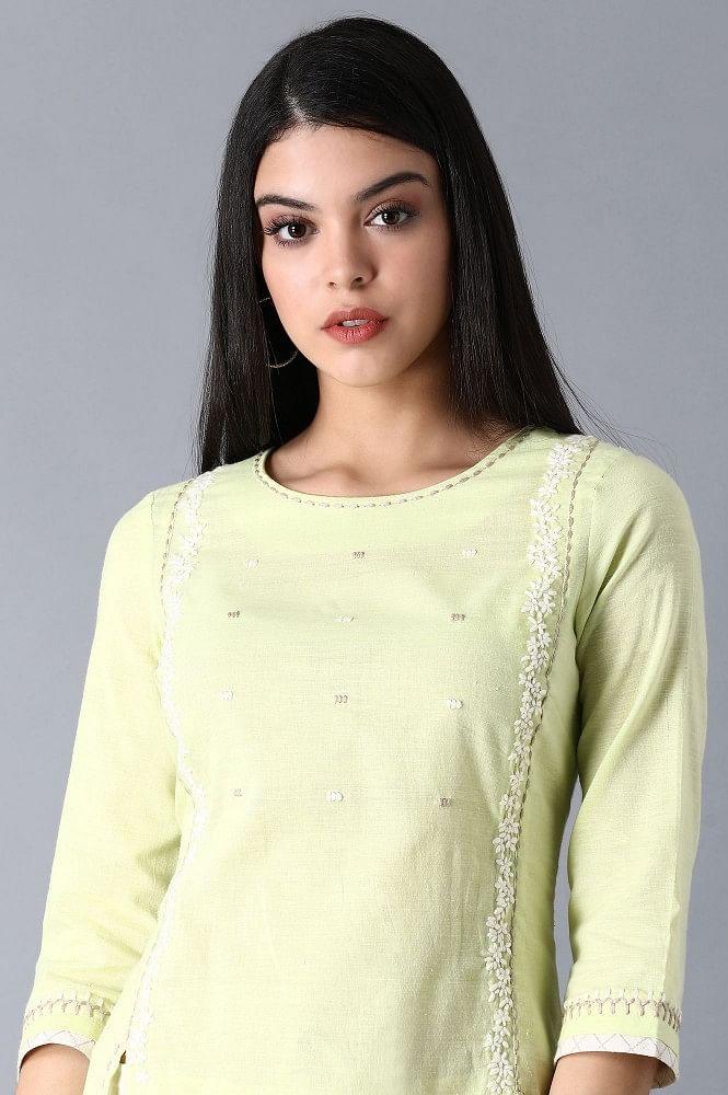 Lime Khadi kurta - wforwoman