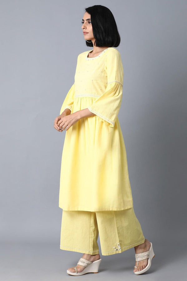Pale Yellow Gathered Dress