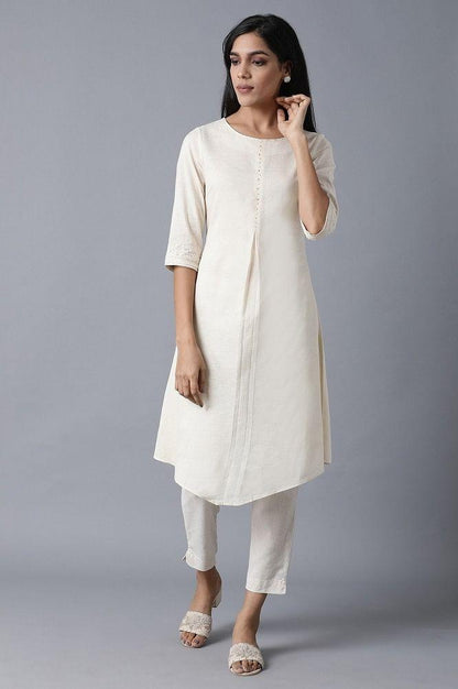 Ecru Khadi kurta - wforwoman