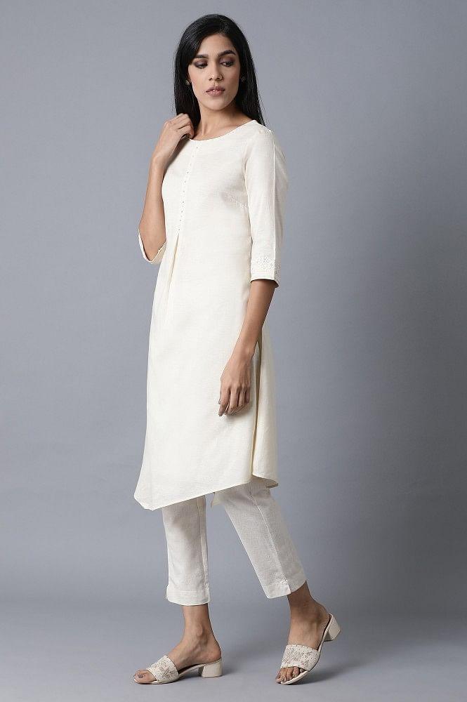 Ecru Khadi kurta - wforwoman
