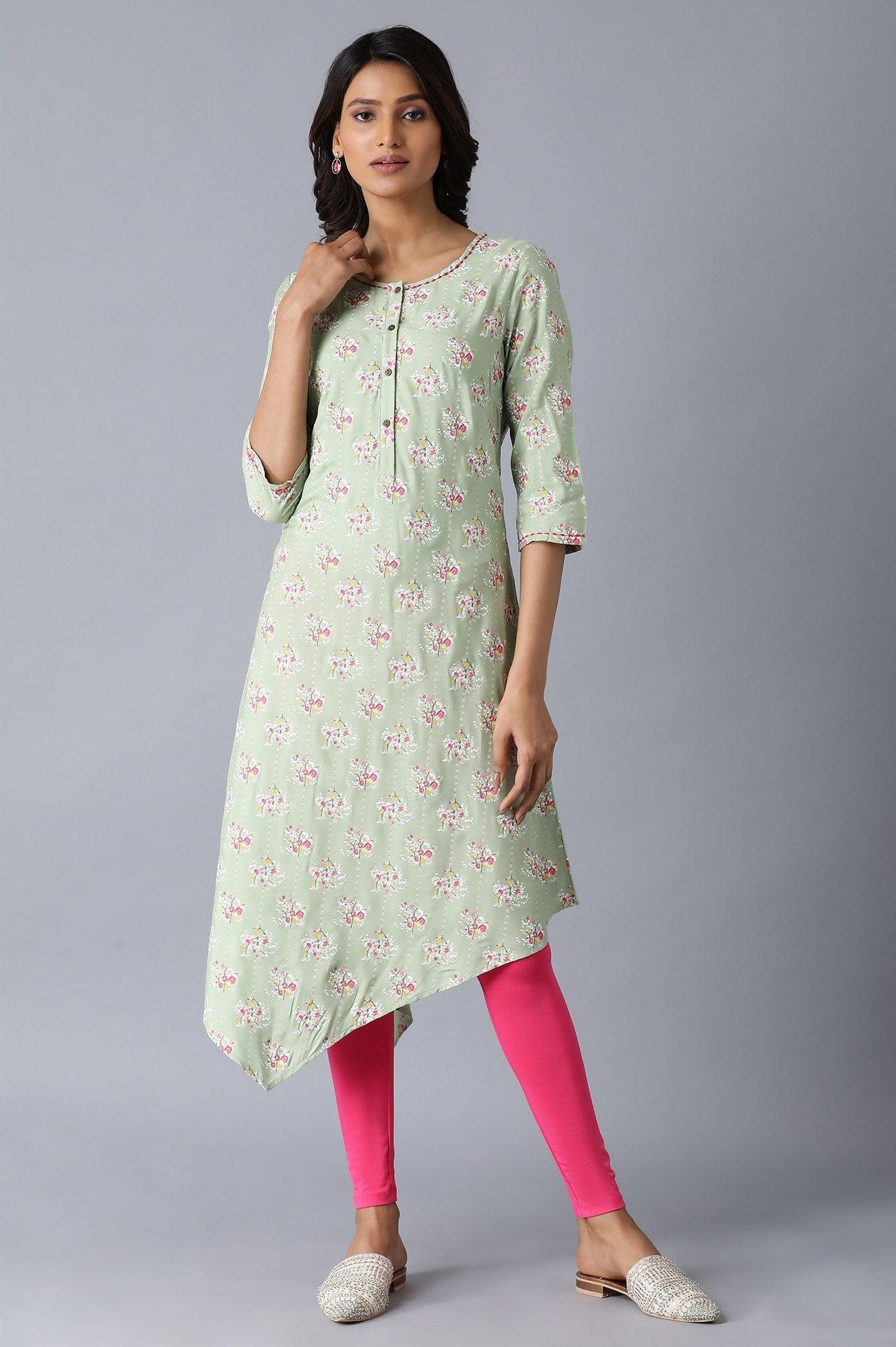 Light Green Printed kurta - wforwoman