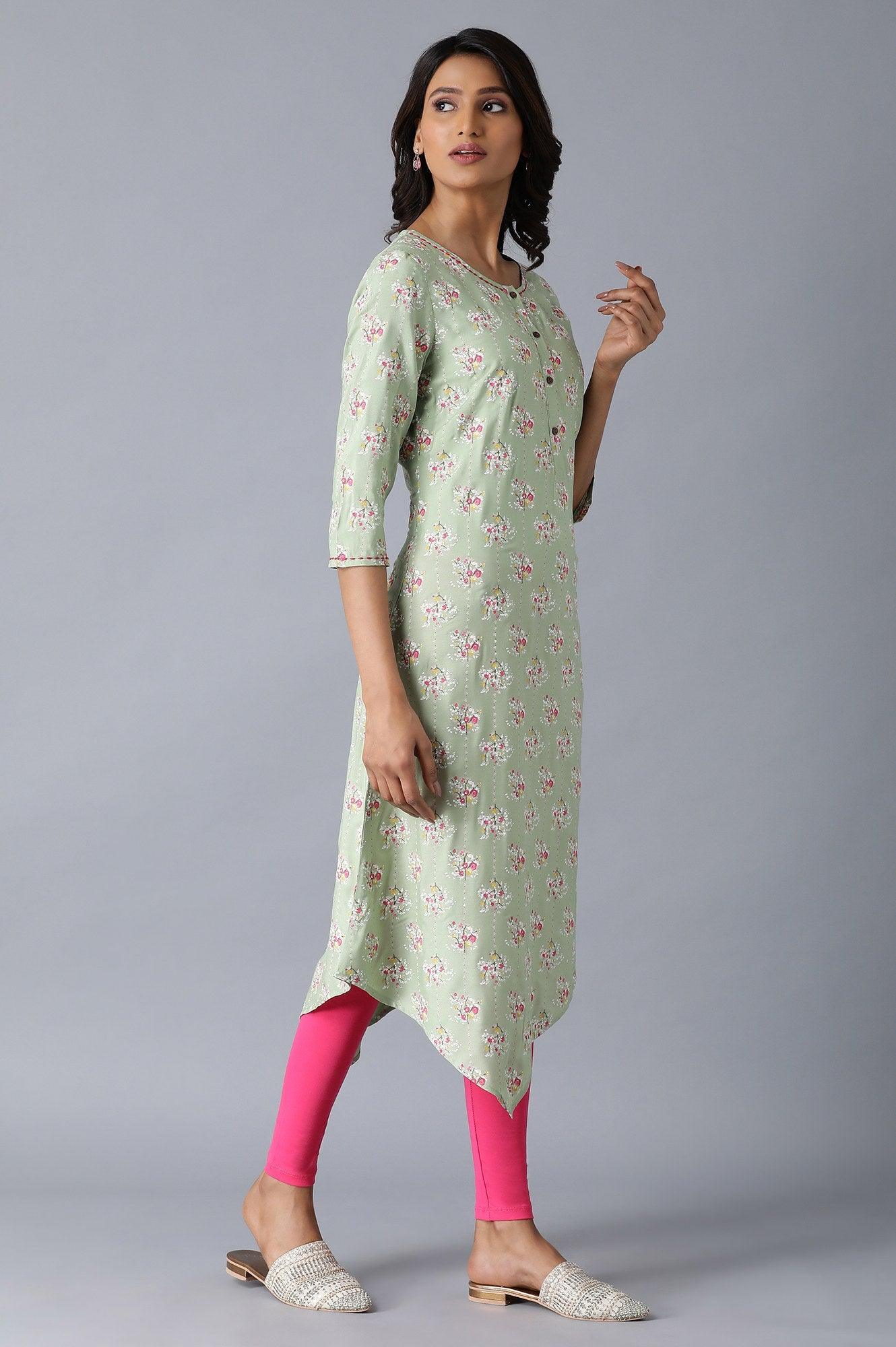 Light Green Printed kurta - wforwoman