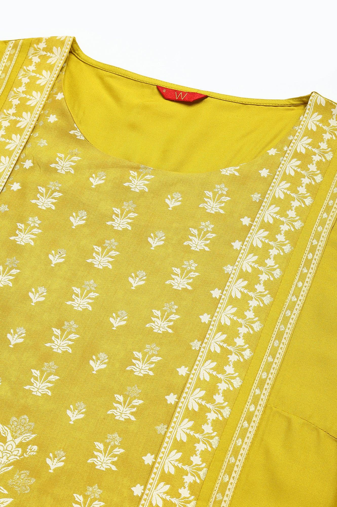 Mustard Yellow Placement kurta - wforwoman