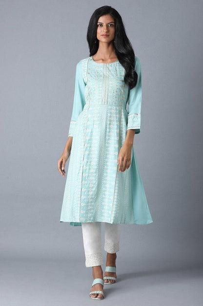 Mint Blue A-line kurta - wforwoman