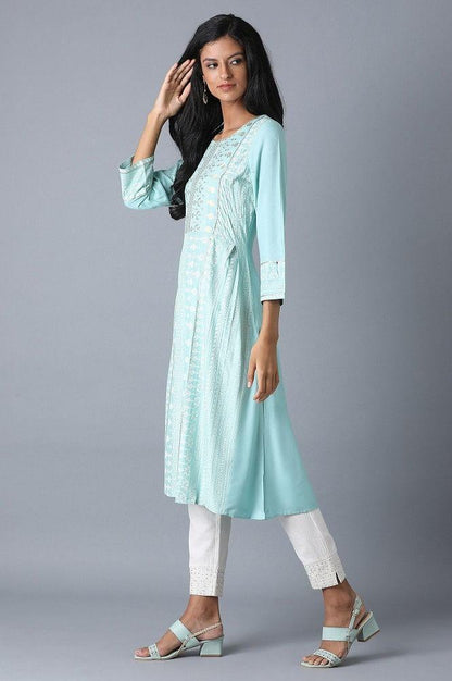 Mint Blue A-line kurta - wforwoman