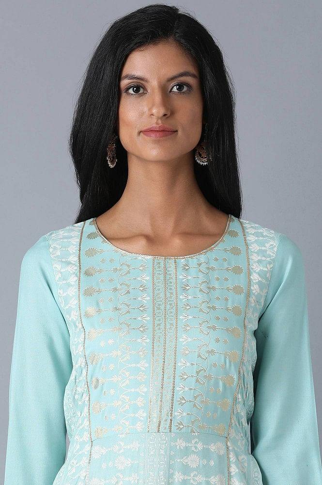 Mint Blue A-line kurta - wforwoman