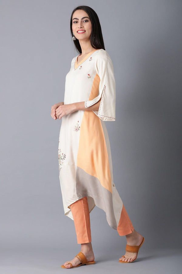 Beige A-Line Dipped kurta