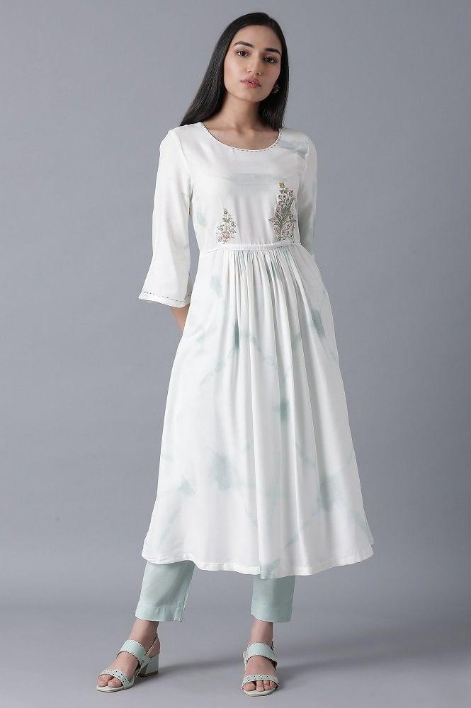 Tie-Dye Blue Gathered Dress - wforwoman