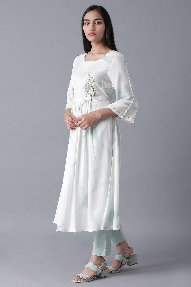 Tie-Dye Blue Gathered Dress - wforwoman