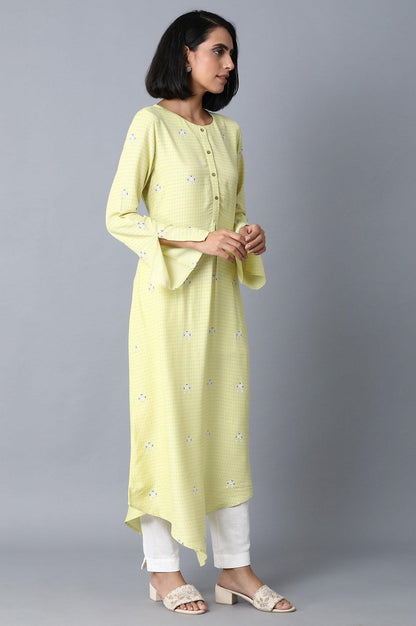 Light Yellow Printed kurta - wforwoman