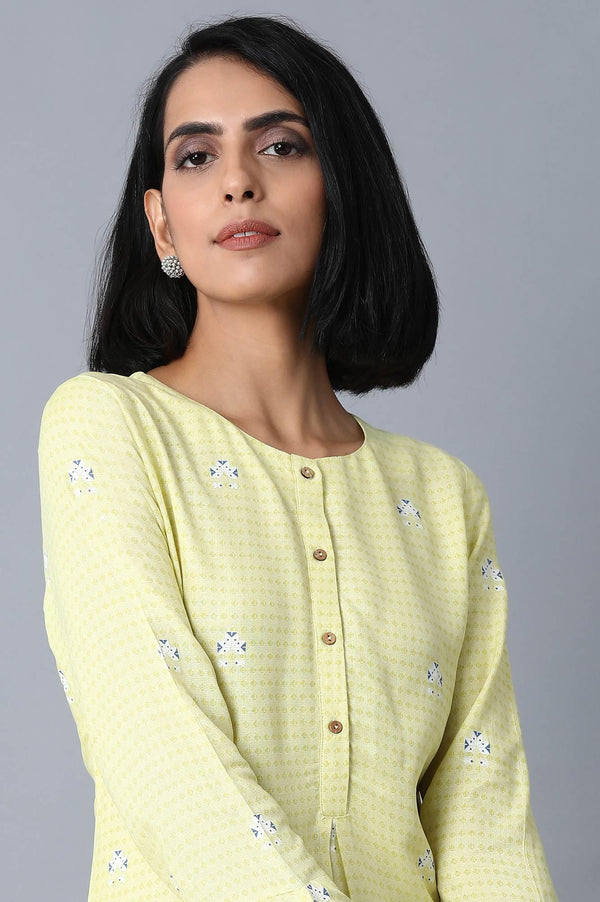 Light Yellow Printed kurta