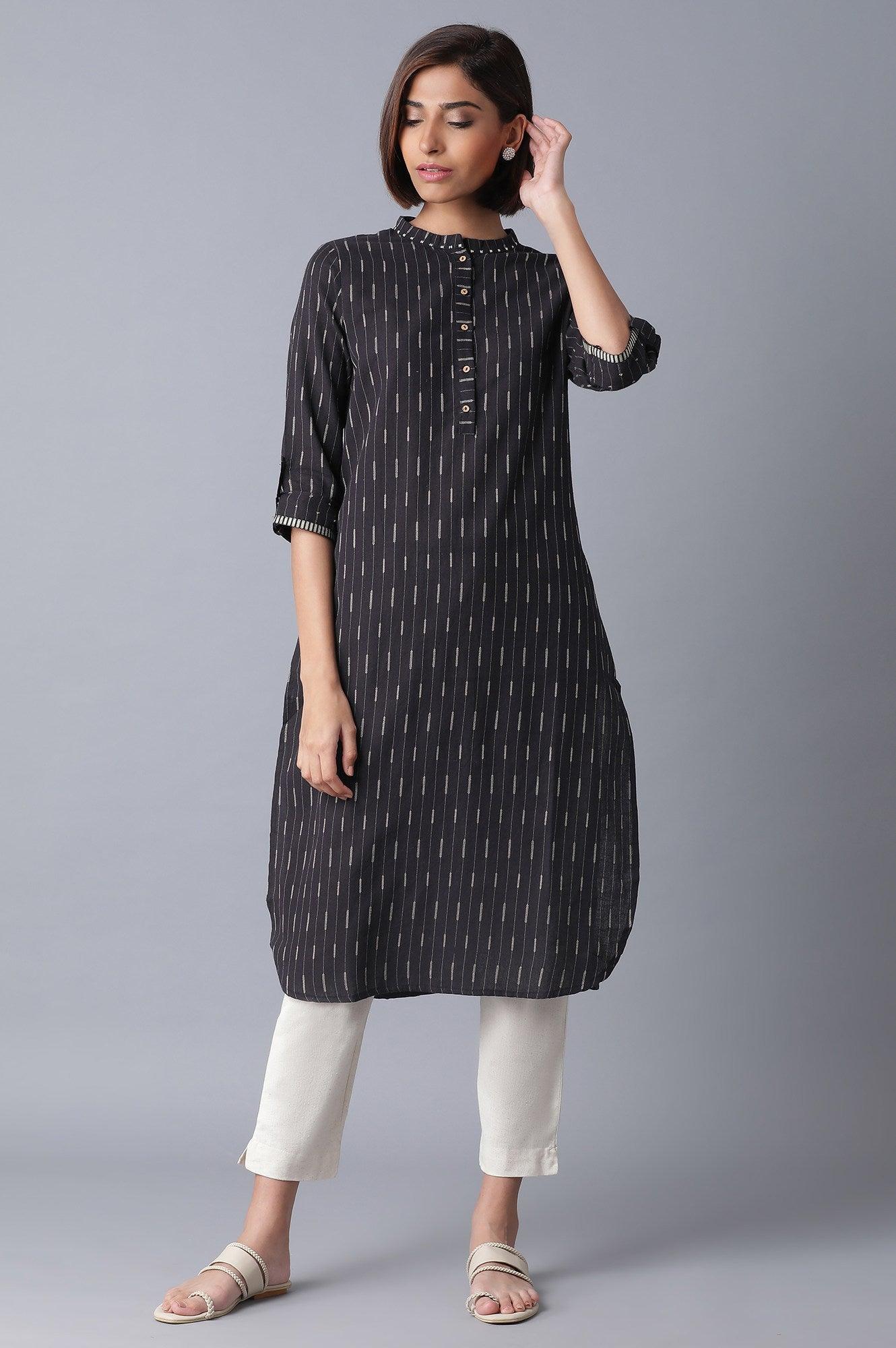 Grey and Ecru Straight kurta - wforwoman