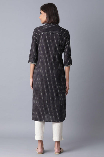 Grey and Ecru Straight kurta - wforwoman