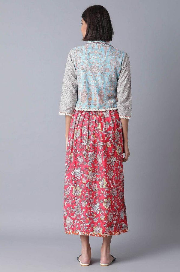 Red All-Over Print Gathered Dress