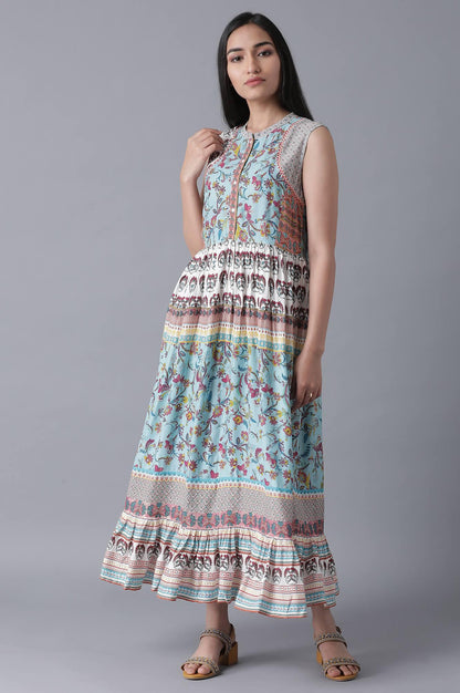 Soft Multicoloured Floral Print Tiered Dress - wforwoman