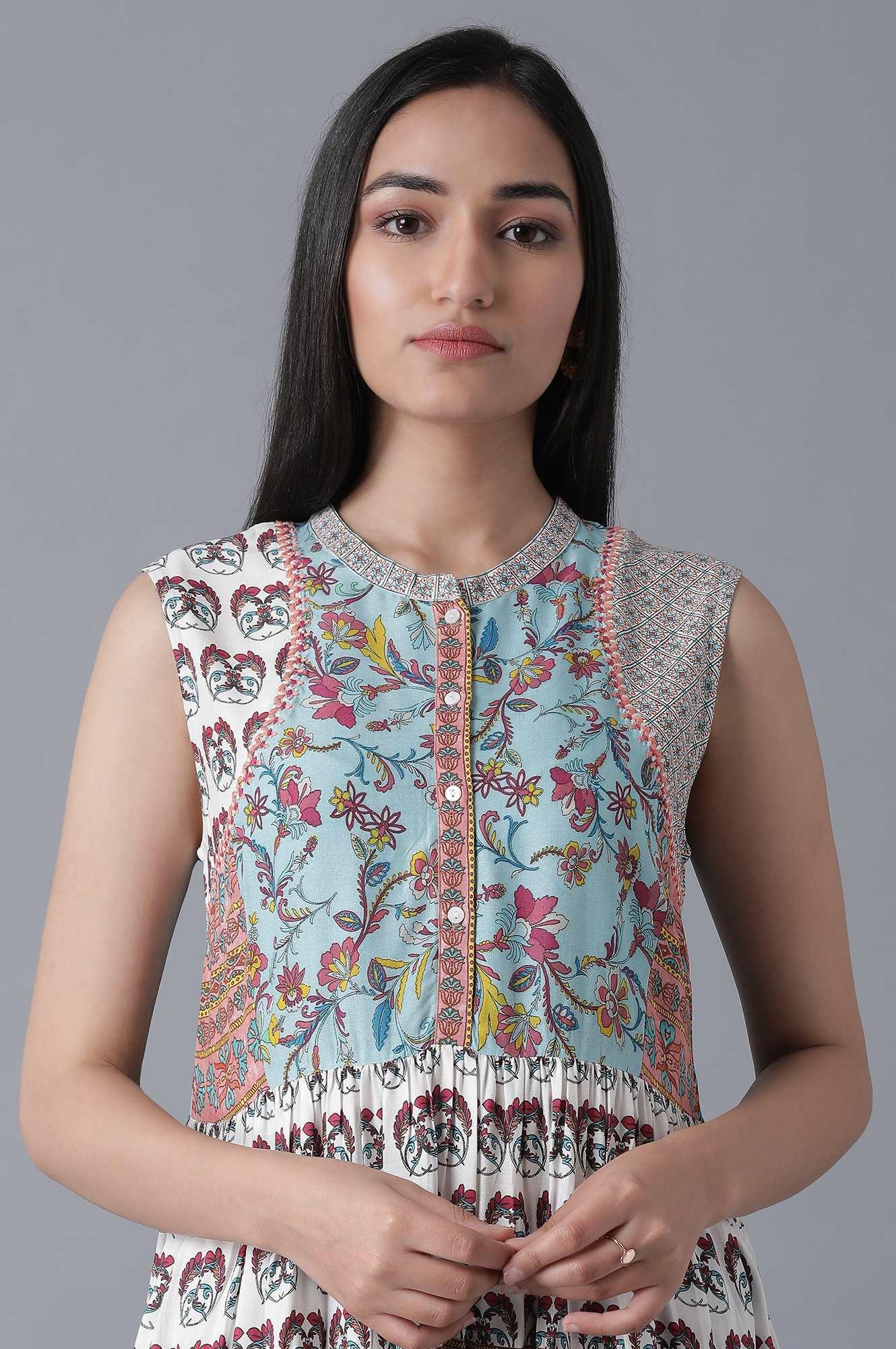 Soft Multicoloured Floral Print Tiered Dress - wforwoman