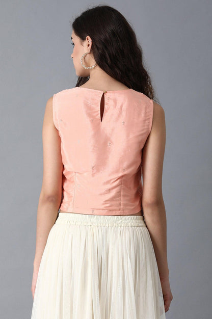 Peach Round Neck Crop Top - wforwoman