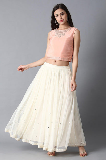 Peach Round Neck Crop Top - wforwoman