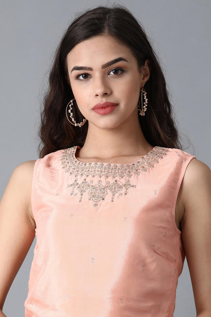 Peach Round Neck Crop Top - wforwoman