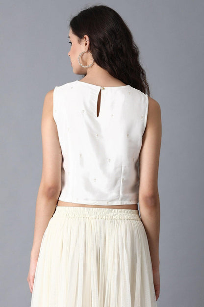 Ecru Round Neck Crop Top - wforwoman