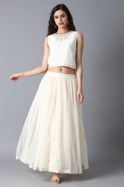 Ecru Round Neck Crop Top - wforwoman