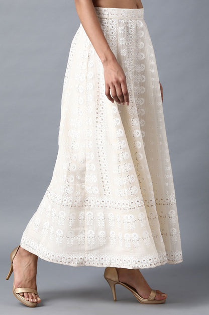 White Printed Layered Skirt