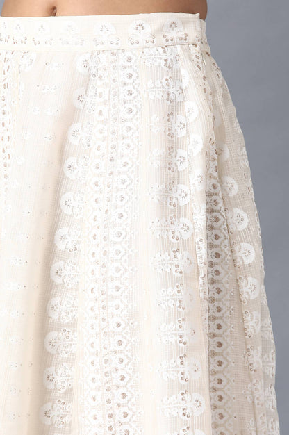 White Printed Layered Skirt