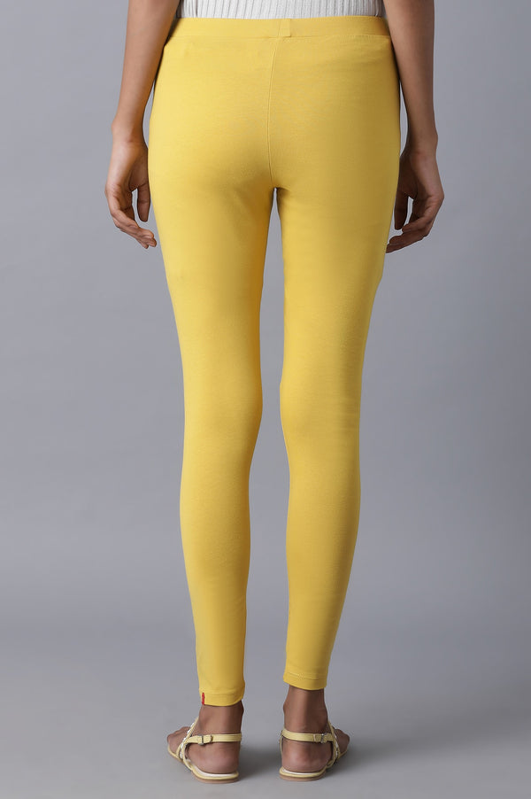 Mustard Yellow Cotton Solid Tights