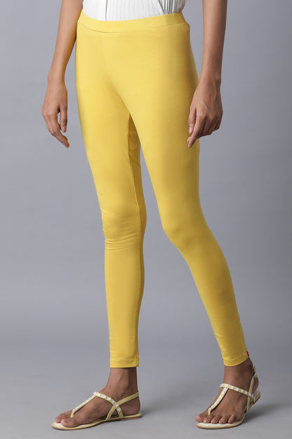 Mustard Yellow Cotton Solid Tights