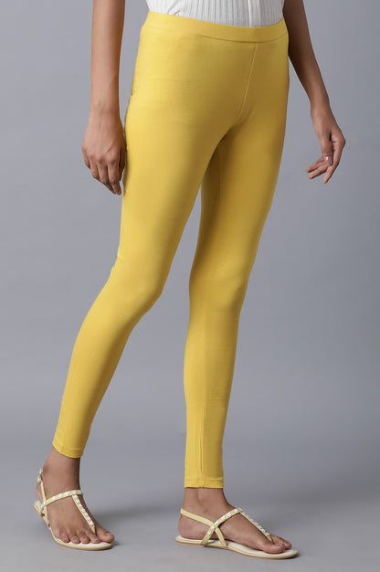 Mustard Yellow Cotton Solid Tights