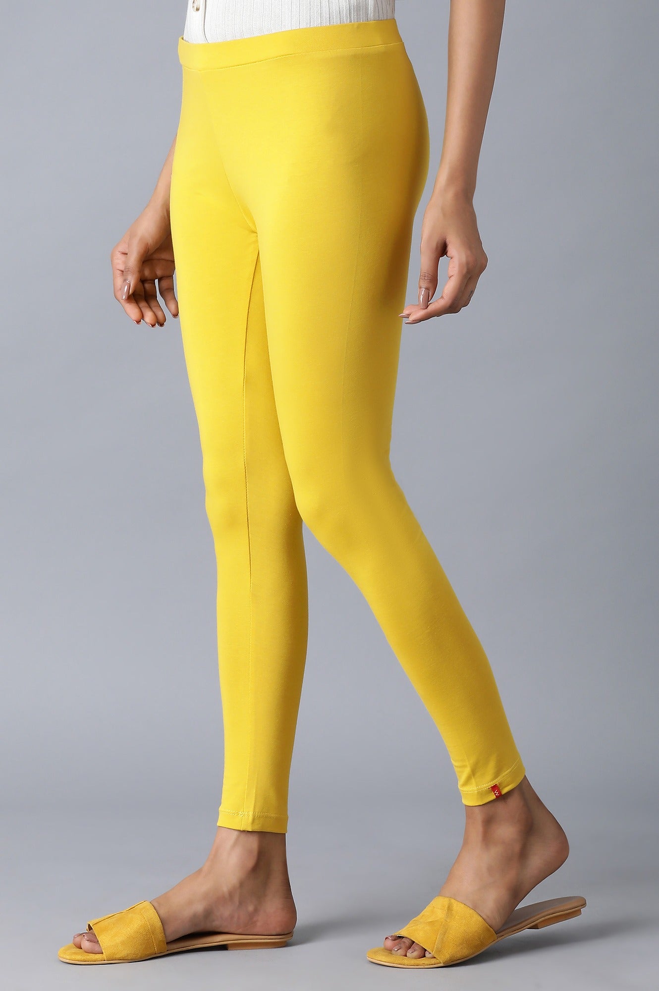 Yellow Slim Fit Jersey Tights