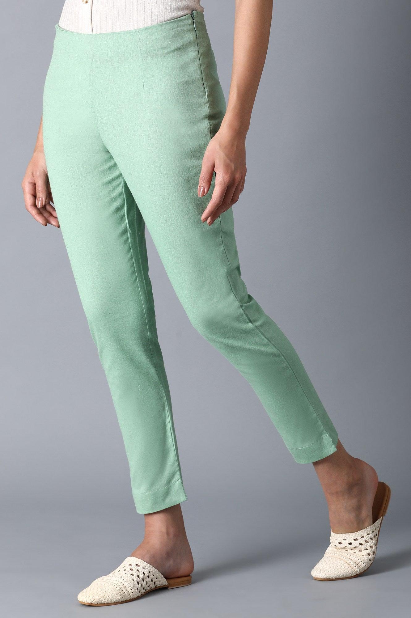 Green Classic Slim Pants - wforwoman