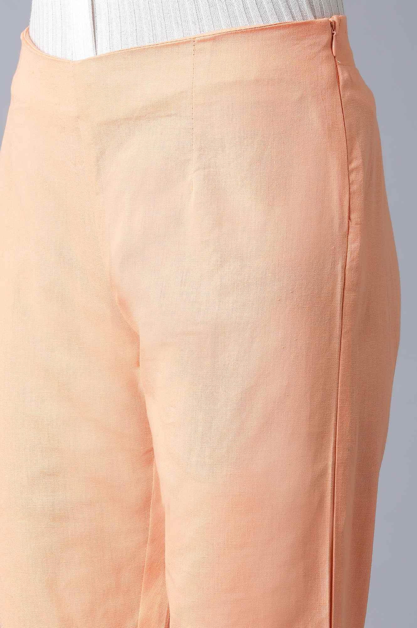 Orange Solid Slim Pants - wforwoman